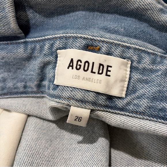 AGOLDE Lettuce High Waisted Denim Mini Skirt Organic Cotton Size 26 Made In USA - Picture 5 of 6